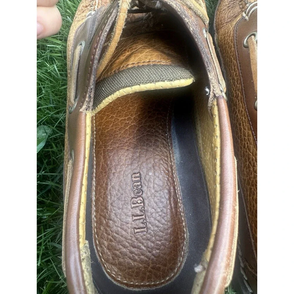 LL Bean Allagash Bison Boat Shoes Leather 244472 Mens 9.5 Oxford